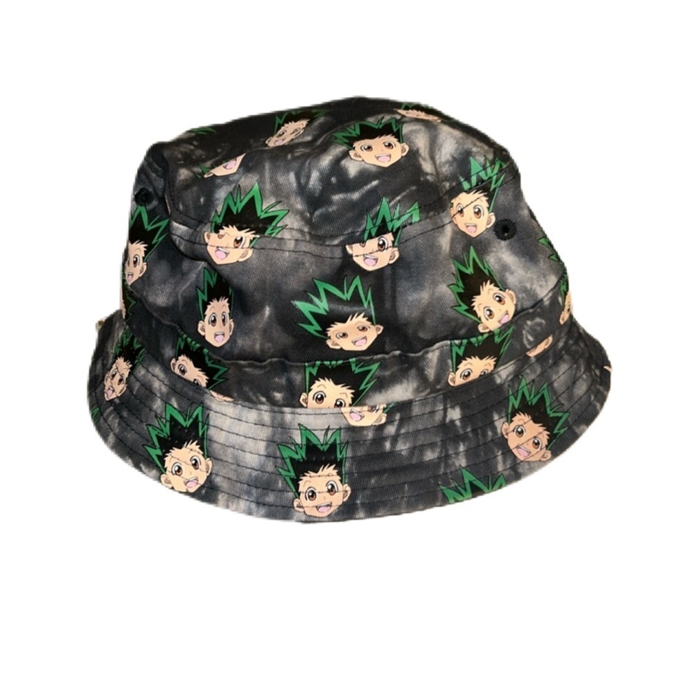 ✨ SALE HYPLAND HUNTER X HUNTER GON ANIME TIE DYE BLACK GREY BUCKET HAT